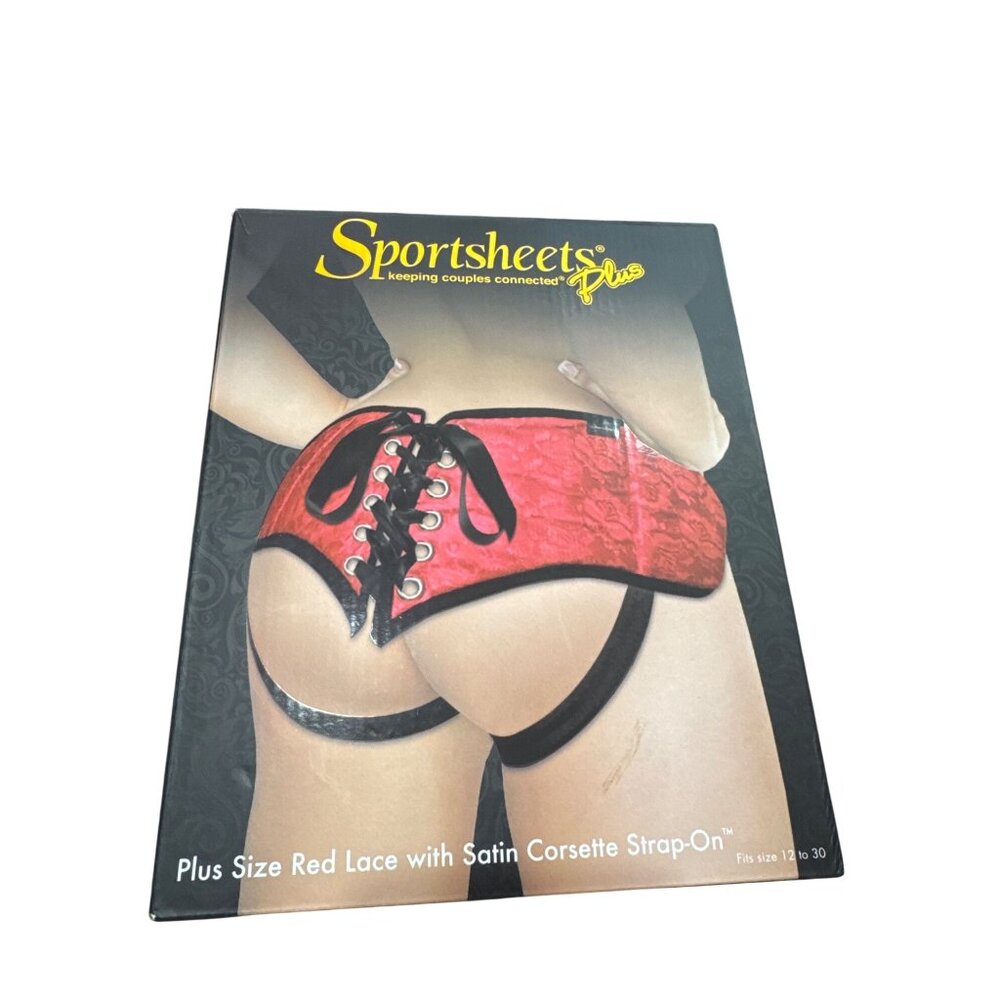 Sportsheets womans plus Size Red Lace Satin Corsette Strap Adjustable Size 12-30